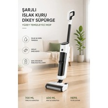 Yenilig Şarjlı Islak Kuru Dikey Süpürge Yüzey Temizleyici Mop – 700 ml Temiz Su, 600 ml Kirli Su Hazneli Beyaz Kablosuz Süpürge Çok Renkli