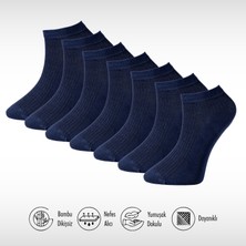 Lion Monroe Saf Bambu 4 Mevsim Erkek Patik Düz Kısa Lacivert Çorap Dikişsiz Premium Hediye Kutulu 7'li Comfort Series L5952AZNP