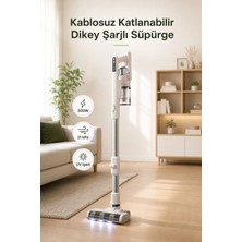 Yenilig Kablosuz Katlanabilir Dikey Şarjlı Süpürge 300W – 21KPA Güçlü Emiş, Uv Işıklı Turbo Başlıklı Beyaz Elektrikli Süpürge Beyaz