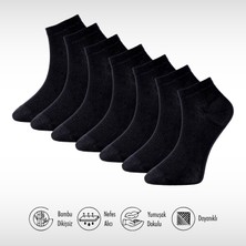 Lion Monroe Saf Bambu 4 Mevsim Erkek Patik Düz Kısa Siyah Çorap Dikişsiz Premium Hediye Kutulu 7'li Comfort Series L5952AZNP
