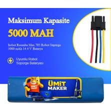 Ümit Maker Irobot Roomba Max 705 Robot Süpürge 5000 Mah 14.4V Batarya