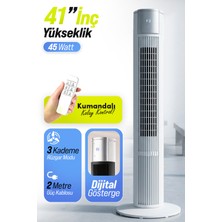 7go 7gtf2 41 Inç Kule Tipi Vantilatör Beyaz | 45W Turbo Force, Uzaktan Kumandalı, Sessiz, Zaman Ayarlı Tower Fan