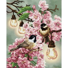Liva Craft Elmas Mozaik Tablo Kiraz Çiçekleri ve Baştankaralar – 41,9 x 52,1 cm