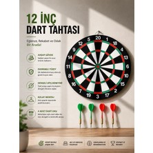 Hsc Bilişim 12 Inç Ahşap Dart Tahtası 4 Adet Metal Uçlu Dart Oku Dahil