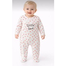 Vovido Aykidsclup Bebek Tulum Beyaz Kalpli “little Love” Baskılı Çıtçıtlı Uzun Kollu Ayaklı TULUM-128103
