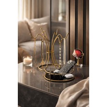 Edora Home 2'li Set Mat Gold 6 Kancalı Takı Askılığı, Tek Katlı Organizer Seti