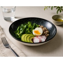 Empressco Şık Siyah Vago Porselen Kase, 18 Cm, 470 Cc, Modern Sunum ve Çorba Kabı