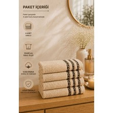 Hsc Bilişim 4lü El Yüz Havlusu Seti Pamuk 50X90 cm Savana Kum Beji