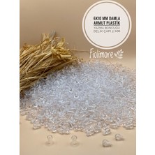 FioliMore 6X10 mm Damla Armut Yazma Boncuğu (50 gr 150 Adet) Delik Çapı 2 mm Başörtü Boncuk