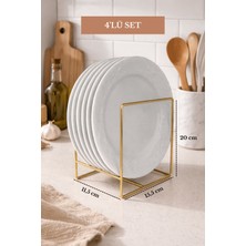Edora Home 4’lü Parlak Altın Bulaşıklık Organizeri,tabaklık Seti, Tezgah Üstü Tabak Düzenleyici,kurutmalık Paslanmaz Metal