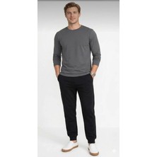 Ay Kids Aykidsclup Siyah Slim-Fit Ribanalı Erkek Jogger Eşofman ALTI-94561