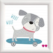 Liva Craft Elmas Mozaik Tablo 9.5 x 9.5cm Kaykaylı Köpek Boncuk Yapıştırma Kiti - Çerçeveli