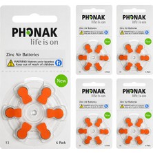 Yesmed Phonak 13 Numara Kulak Cihazı Pili, Phonak Kulaklık Pili, Duyma Pili, Kulak Pili, Kulak Cihazı Pili (5 Paket x 6 Adet = 30 Adet Pil)