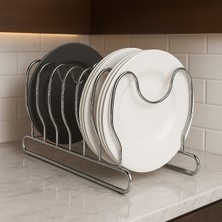 Edora Home Metal Krom Tava ve Tencere Kapağı Düzenleyici, Metal Kesme Tahtası ve Tencere Kapağı Düzenleyici