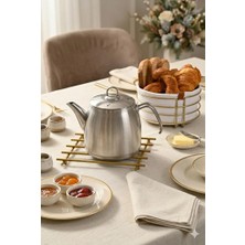 Edora Home 2'li Set Mat Gold Yuvarlak Ekmek Sepeti, Nihale Mutfak Seti