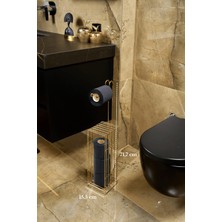 Edora Home Parlak Altın Kare Köşeli Şık Tuvalet Kağıtlığı ve Yedekli Rulo Standı, Banyo Düzenleyici, Dispenser