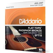 D'Addario Daddario EFT15 Akustik Gitar Tel Seti, Flat Tops, Phosphor Bronze