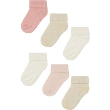 Mem Socks 6'lı Pamuklu Kaydırmaz -Bebek Çorabı (Pembe-Bej-, 6-18 Ay)