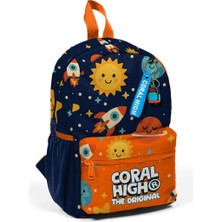 Coral Hıgh Minik Yuva Sırt Çantası Lacivert Uzay Desenli Iki Bölmeli 33260