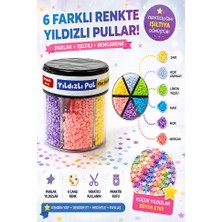 Artlantis Yıldızlı Pul Standlı 6 Renk 60GR 1 Paket Bubu Parlak Pul Okul Sınıf Etkinlik Resim Dekarasyon Hobi Süsleme Sanat