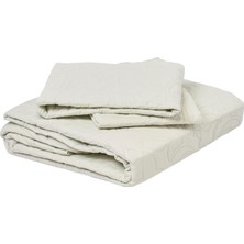Taç Gala Kendinden Desenli %100 Polyester Yatak Örtüsü Seti Ekru Çift Kişilik 260x250 cm
