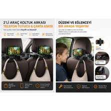 GRAYLINE 2'li Araç Koltuk Arkası Telefon Tutucu Çanta Askısı Telefon Standı Universal Organizer