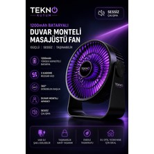 teknokutum Masaüstü Vantilatör, Şarjlı Masaüstü Fan, 1200 Mah Batarya, Uzun Kullanım Süresi, 4 Kademeli Ayarlanır Güç