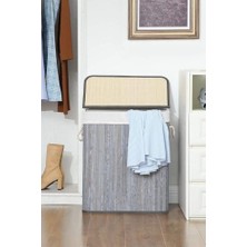 Deconox El Yapımı Hasır Katlanır Çamaşır Dikdörtgen 72 Litre (40CM*30CM*61CM), Doğal Malzemeden Üretilmiş Ça
