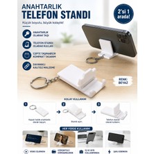 Horizon3D Beyaz Telefon Standı Anahtarlık 2si 1 Arada Kolay Kullanım Şık Tasarım