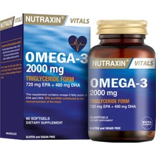 Nutraxin Vitals -3 2000 Mg Epa + Dha Balık Yağı Içeren Takviye Edici (1 x 60 Kapsül)