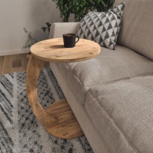 İntergo Intergo-Tekerlekli C Sehpa Koltuk Sehpası Yan Sehpa Zigon Sehpa Servis Sehpası ( Ebat, Atlantik Çam)