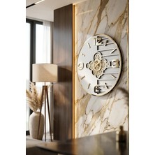 Asse Tasarım Premium Rotating Gears Mirror Wall Clock Hareketli Döner Çark 50CM Beyaz-Gold