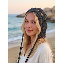 Kervan Pazarı Kadın Ithal El Örgüsü Bohem Tarzı Çiçek Motifli Uzun Boncuklu Saç Filesi Bandana