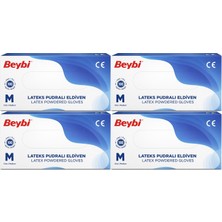 Beybi Lateks Pudralı Muayene Eldiveni M - Medium - Orta 400 Lü Set