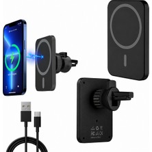 Qasul Manyetik Magsafe Araç Içi Telefon Tutucu Kablosuz Şarj 15W iPhone 12 13 14 15 16 17 Uyumlu