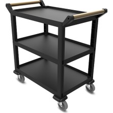 Empressco 3 Katlı Açık Model Servis Arabası, Siyah, 52X96X107 cm