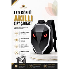 Lucky Love LED Gözlü Motor Sırt Çantası, Ledli Sırt Çantası, Telefon Kontrol Kask Taşıma Çantası Large Beden