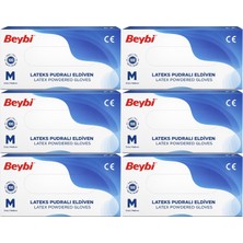 Beybi Lateks Pudralı Muayene Eldiveni M - Medium - Orta 600 Lü Set