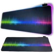 Nekuba Büyük Boy Xxl 80X30CM Mavi Petek Dilim Ritim Desenli Rgb Işıklı Gamer Oyuncu Mouse Pad Kaymaz Kauçuk
