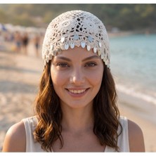 Kervan Pazarı Kadın Ithal El Örgüsü Bohem Tarzı Çiçek Motifli Pullu Saç Filesi Bandana