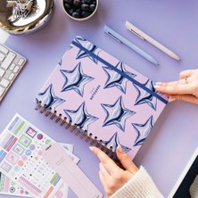 Paperora 17X24 Spiralli Lastikli Sert Kapak Kareli Not Defteri Mavi Yıldız