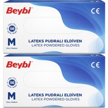 Beybi Lateks Pudralı Muayene Eldiveni M - Medium - Orta 200 Lü Set