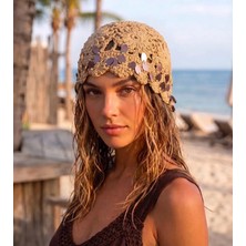 Kervan Pazarı Kadın Ithal El Örgüsü Bohem Tarzı Çiçek Motifli Pullu Saç Filesi Bandana