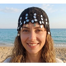 Kervan Pazarı Kadın Ithal El Örgüsü Bohem Tarzı Çiçek Motifli Pullu Saç Filesi Bandana
