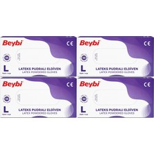 Beybi Lateks Pudralı Muayene Eldiveni L - Large - Büyük 400 Lü Set