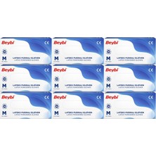 Beybi Lateks Pudralı Muayene Eldiveni M - Medium - Orta 900 Lü Set