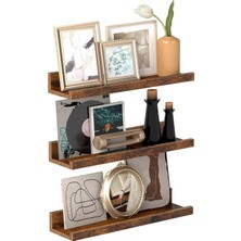 Vasagle Rafları, 3'lü Set, Yüzer Raflar, Uzunluk 38 Cm, Dekoratif Öğeler, Baharat Kavanozları Resim Çerçevel