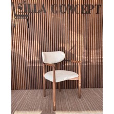 Silla Damla Sandalye Teddy Krem Kumaş Ceviz Ahşap Sandalye