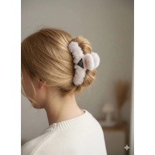 Luxenya Design Peluş Kaplamalı Kadın Mandal Saç Tokası Yumuşak Dokulu Şık Büyük Boy Toka 11 cm