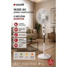Arçelik 5 Kanatlı Ayaklı Vantilatör 50 W 3 Kademeli Otomatik Mod ve Zamanlayıcı Ayarlı
